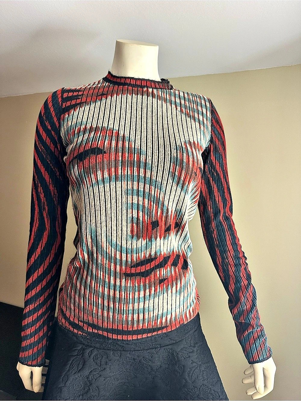 Jean Paul Gaultier Maille Femme Sweater Optical Face Print Top Multicolor size S